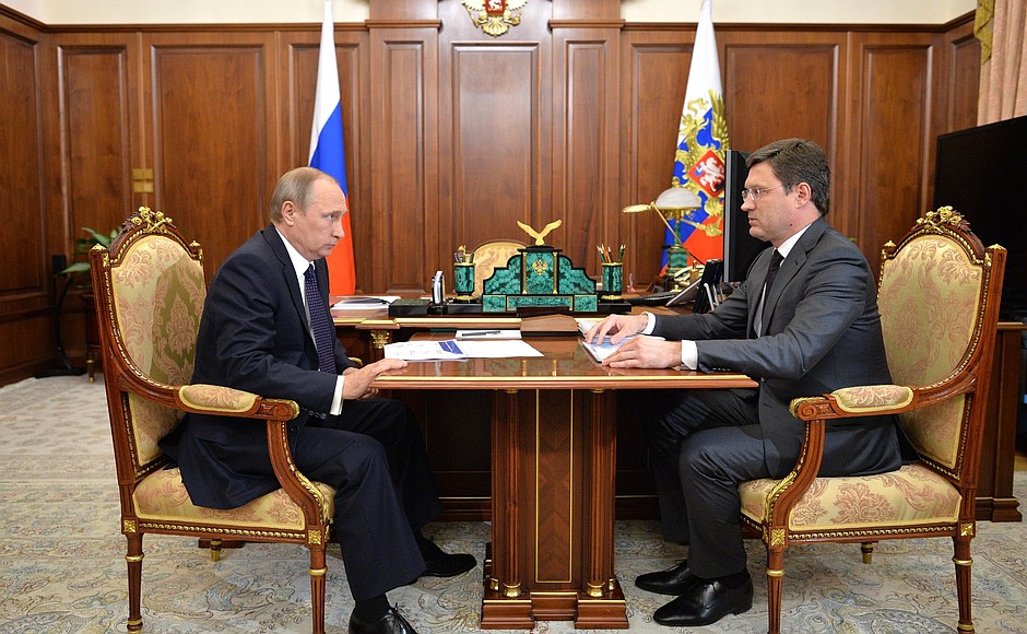 Meeting with Energy Minister Alexander Novak.