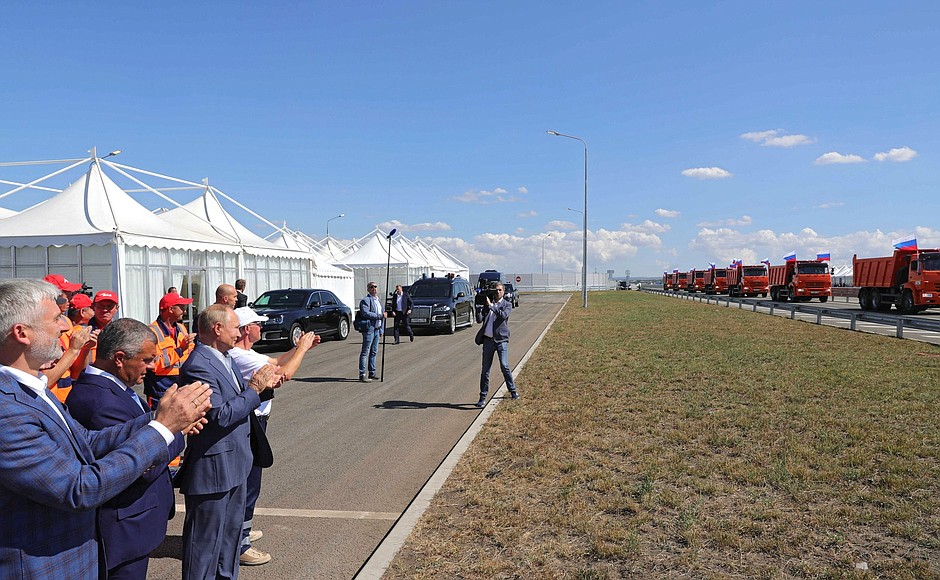 Ceremony to launch motor traffic on the finished sections of the Taurida motorway.