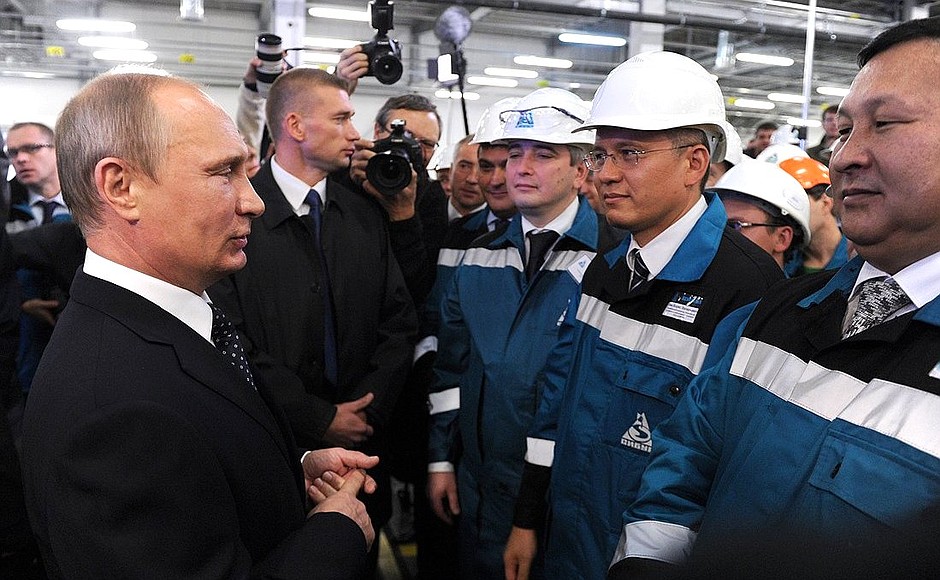 With Tobolsk Polymer petrochemical plant employees.
