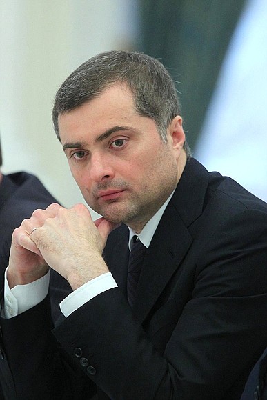 At the meeting on the implementation of presidential executive orders of May 7, 2012. Deputy Prime Minister — Government Chief of Staff Vladislav Surkov.