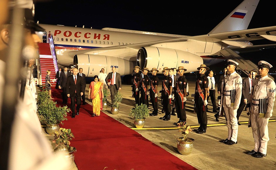 Vladimir Putin arrives in India on an official visit.