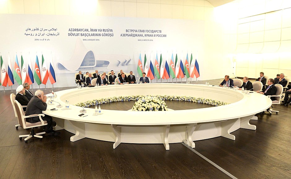Trilateral meeting of the presidents of Azerbaijan, Iran and Russia.