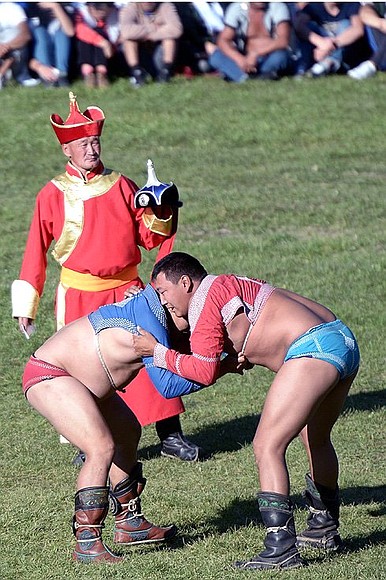 Competitions in Huresh – a national form of wrestling in Tuva.
