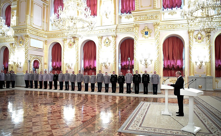 During the ceremony to present senior officers and prosecutors appointed to higher positions.