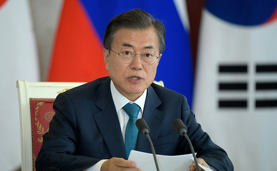 Заявления для прессы по итогам российско-корейских переговоров. Президент Республики Корея Мун Чжэ Ин.
