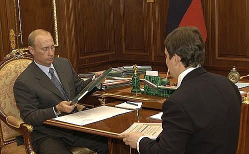 Рабочая встреча с исполняющим обязанности президента Чеченской Республики Сергеем Абрамовым.