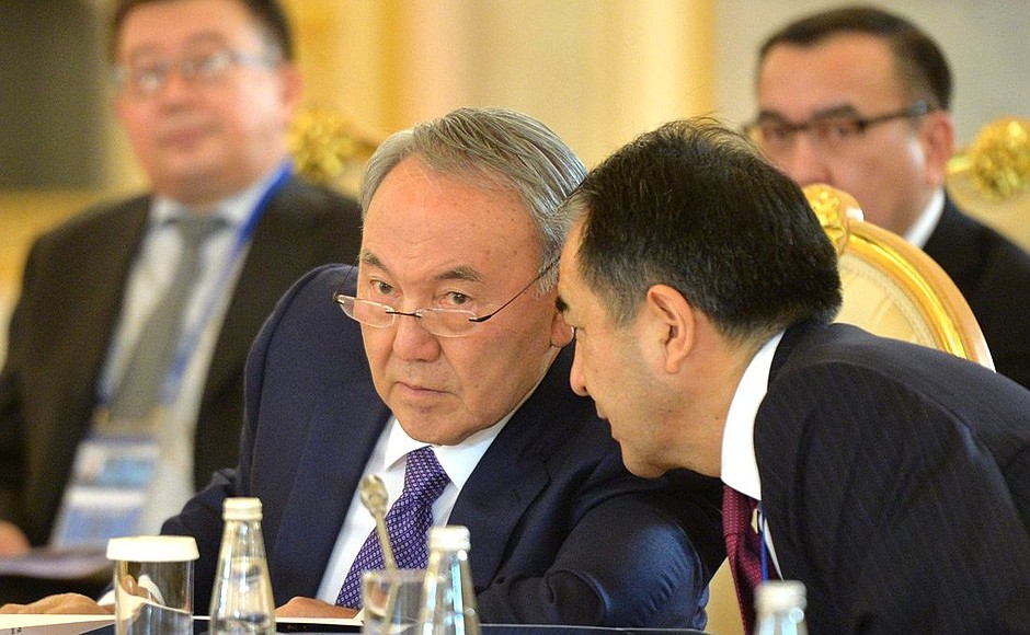 President of Kazakhstan Nursultan Nazarbayev at the meeting of the Supreme Eurasian Economic Council.