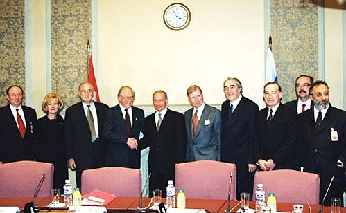 President Putin with Gildas Molgat, Speaker of the Canadian Senate, and senators.