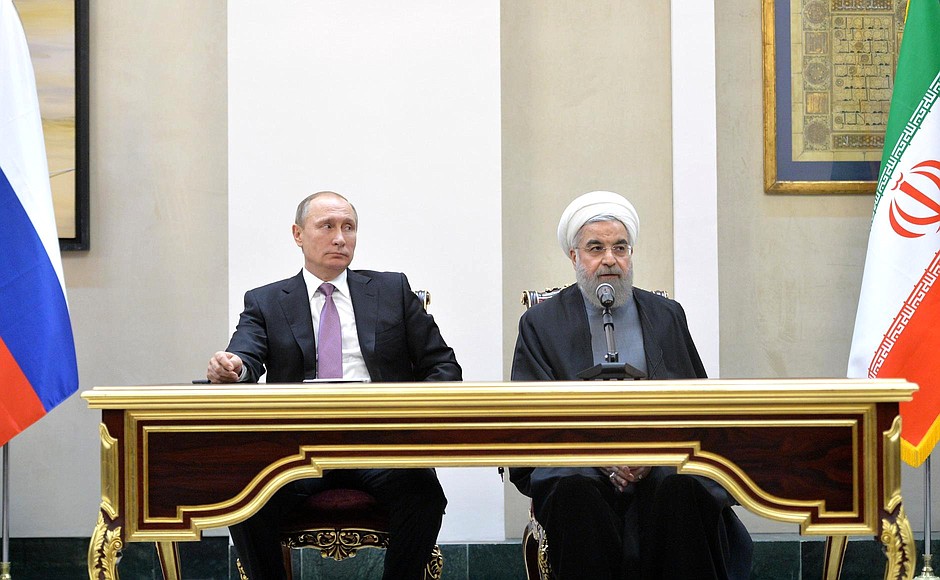 Statement for the press following Russian-Iranian talks. With Iranian President Hassan Rouhani.
