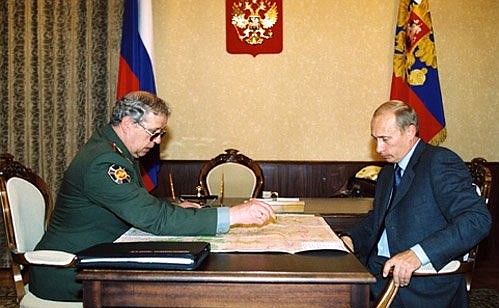 President Putin with Konstantin Totsky, the Director of Russia\'s Federal Border Service.