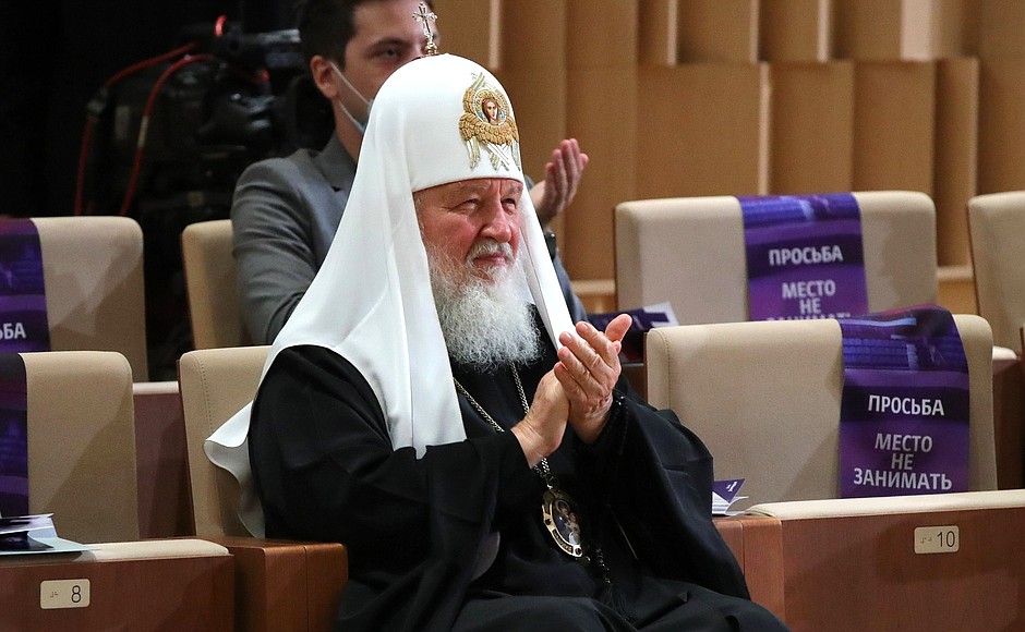 Patriarch Kirill of Moscow and All Russia at the celebration of the 873rd anniversary of Moscow held at Zaryadye concert hall.