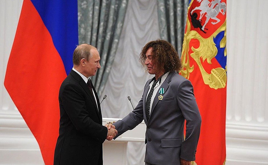 Presenting Russian Federation state decorations. The Order of Friendship is awarded to National Artist of Russia, solo vocalist Valery Leontyev.