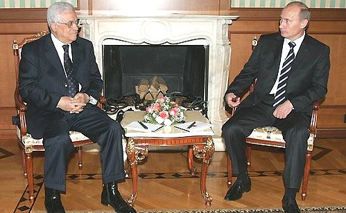 With the head of the Palestinian National Authority, Mahmoud Abbas.