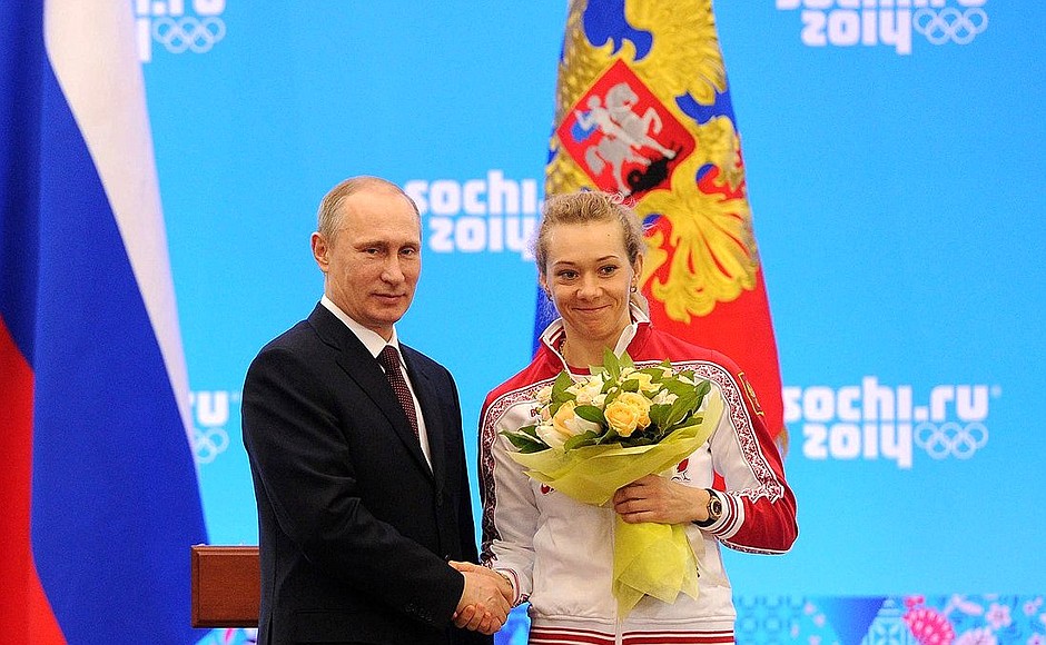 The Order for Services to the Fatherland Medal, I degree, is awarded to Olympic biathlon silver medallist Olga Zaitseva.