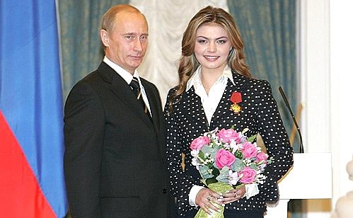 At a ceremony awarding state decorations. Olympic artistic gymnastic champion Alina Kabaeva was awarded an Order of Merit to the Motherland of II Grade.