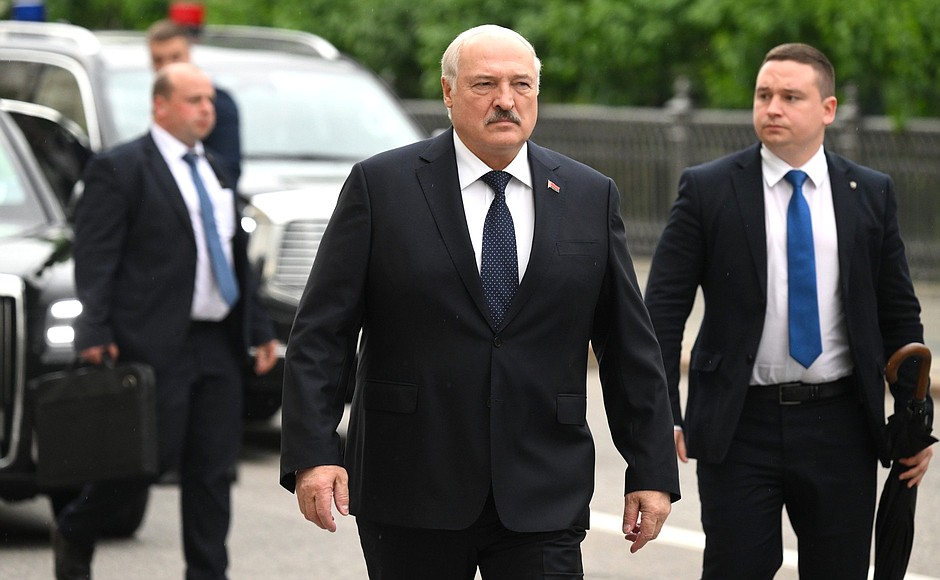 President of Belarus Alexander Lukashenko arrives at the Grand Kremlin Palace to take part in a meeting of the Supreme Eurasian Economic Council.