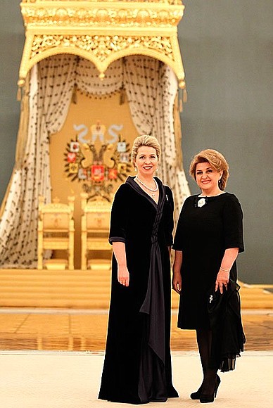 Svetlana Medvedeva and First Lady of Armenia Rita Sargsyan before the festival of young classical music performers Rising Stars in the Kremlin.