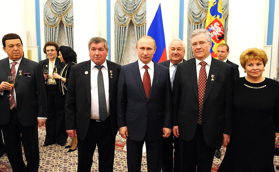 With participants of the Hero of Labour of the Russian Federation medal presentation ceremony.