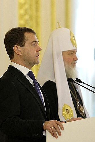 На приёме в честь архиереев – участников Поместного собора Русской православной церкви.