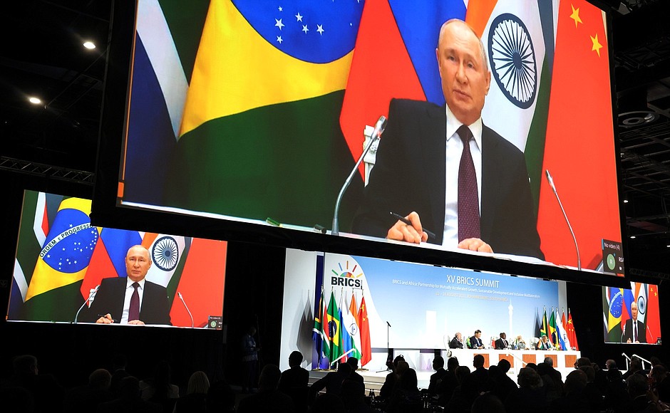 BRICS leaders, including Vladimir Putin, who joined in via videoconference, made statements for the media.