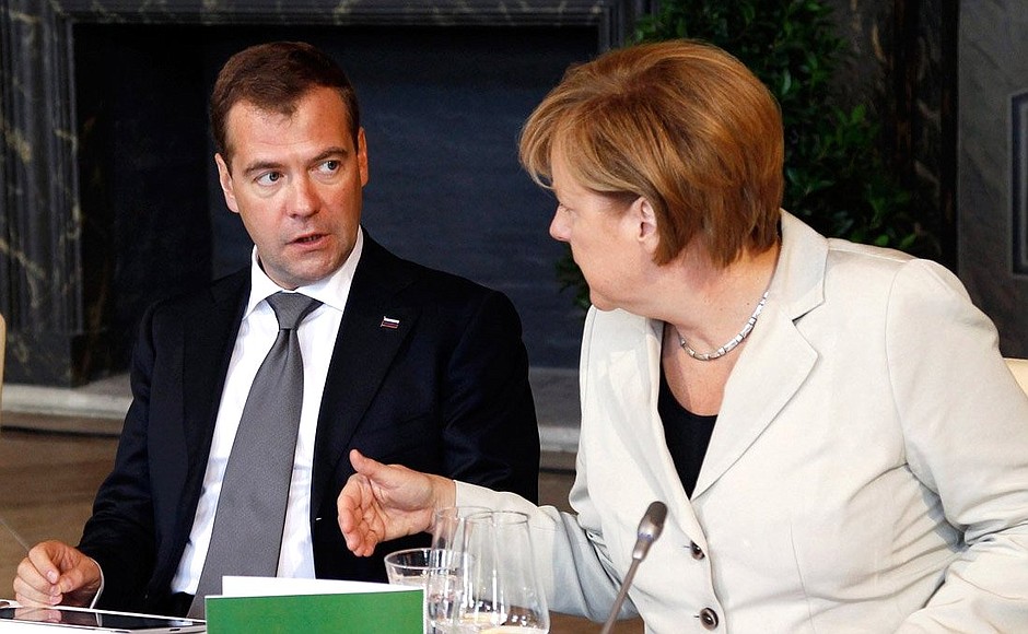 Russian-German interstate consultations. With Federal Chancellor of Germany Angela Merkel.