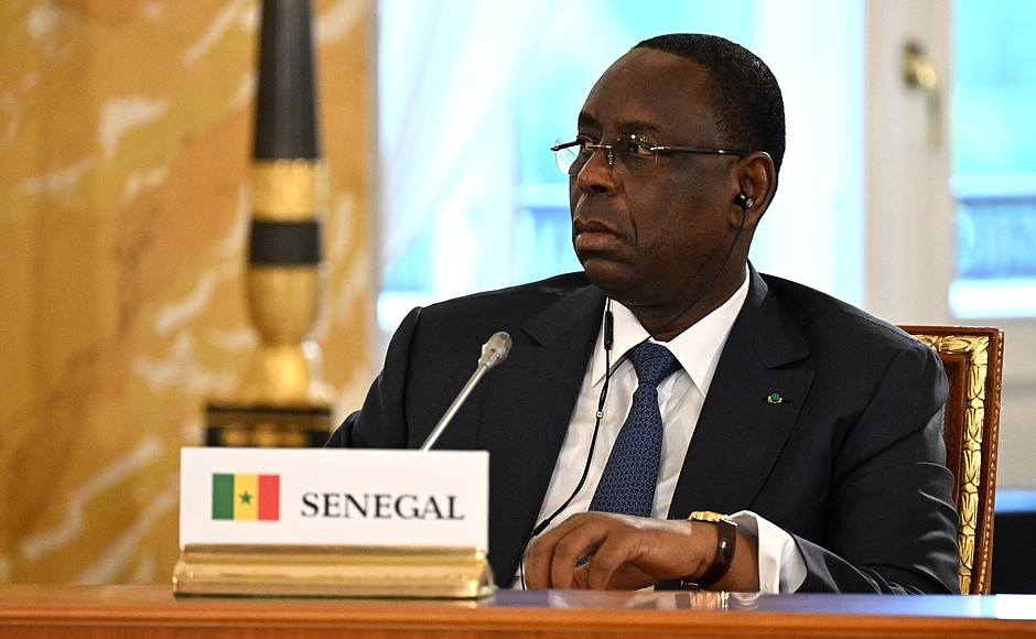 President of the Republic of Senegal Macky Sall at the meeting with heads of delegations of African states.