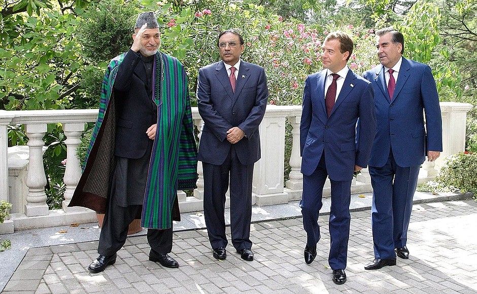 With President of Afghanistan Hamid Karzai, President of Pakistan Asif Ali Zardari, and President of Tajikistan Emomali Rahmon.