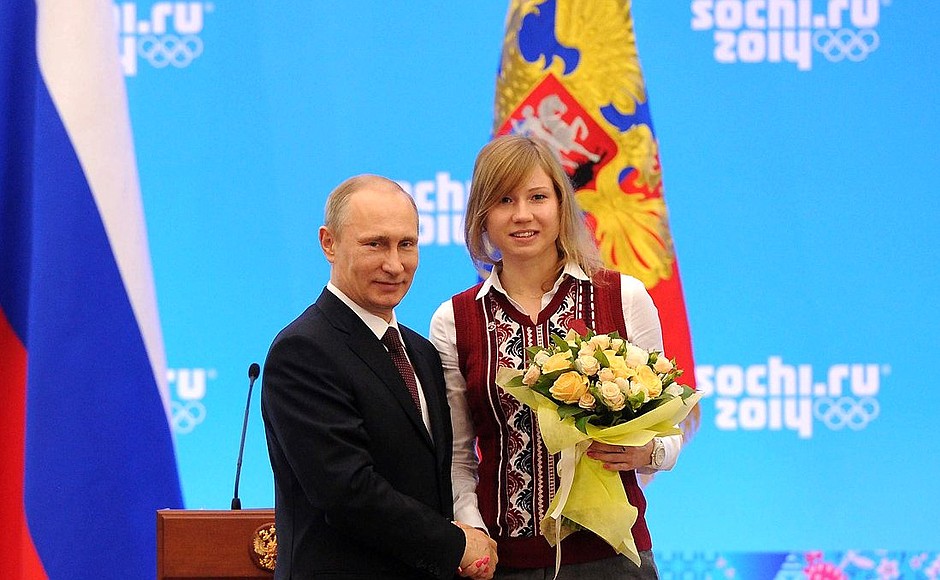The Order for Services to the Fatherland Medal, I degree, is awarded to Olympic speed skating silver medallist Olga Fatkulina.