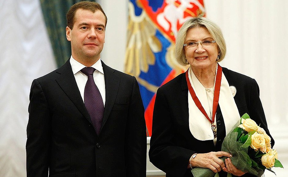 Theatre and film actress Alla Demidova, received the Order for Services to the Fatherland, III degree.
