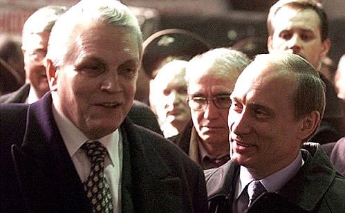 Acting Russian President Vladimir Putin and the GAZ general director at the Gorky Automobile Plant (GAZ).