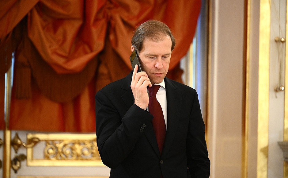 Deputy Prime Minister – Industry and Trade Minister Denis Manturov before Russian-Chinese talks in an expanded format.