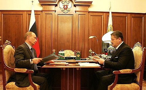 Рабочая встреча с Президентом Чеченской Республики Алу Алхановым.