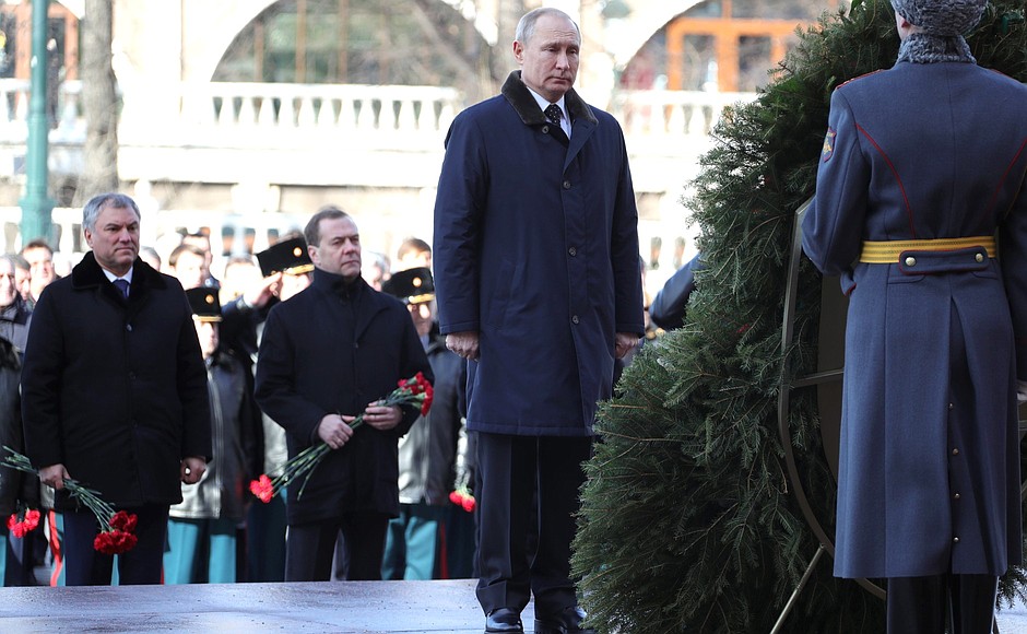 During the wreath-laying ceremony at the Tomb of the Unknown Soldier.