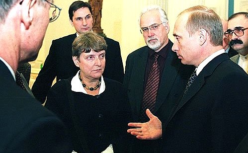 President Putin with the Members of the Presidential Human Rights Commission.