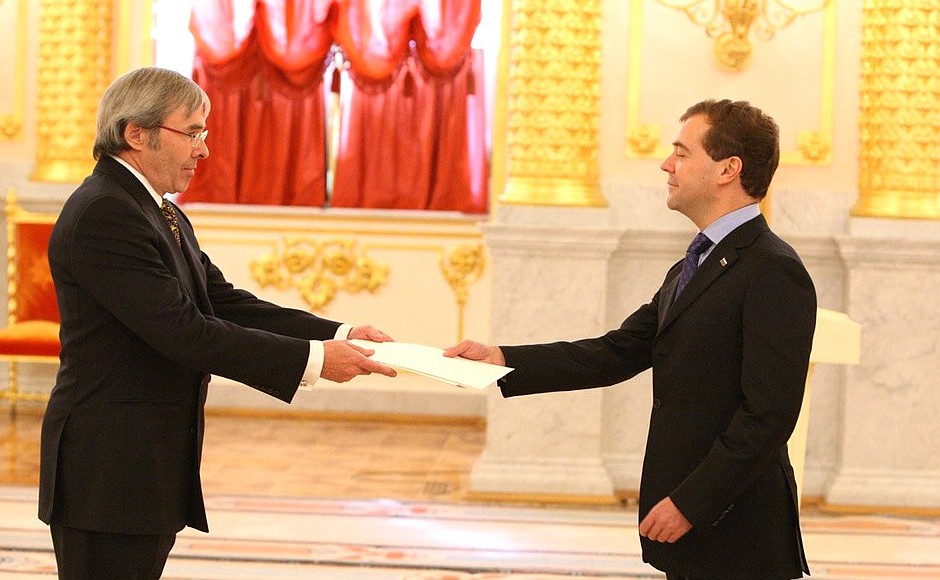 Ambassador of Canada John Clayburn Sloan presents his letter of credence.