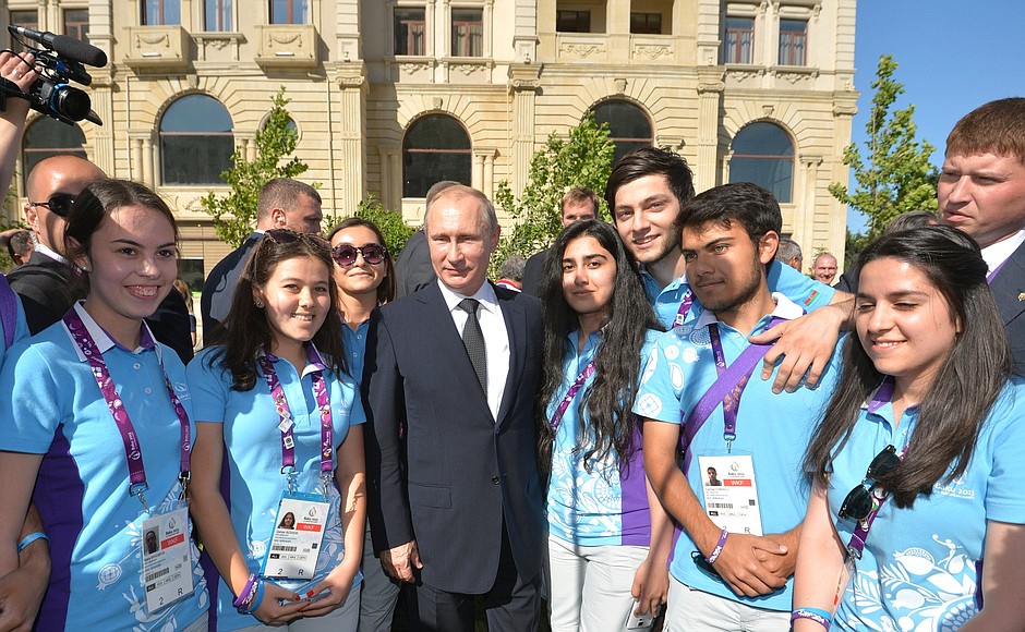 With volunteers at the First European Games.