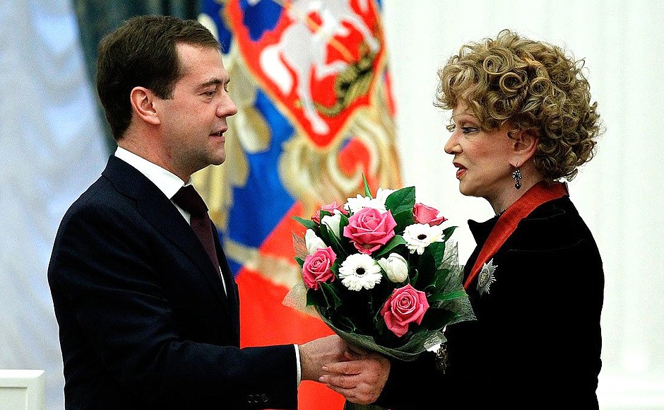 The ceremony for presenting state awards. The Order of Services to the Fatherland, II degree, was awarded to theatre and film actress Lyudmila Gurchenko.