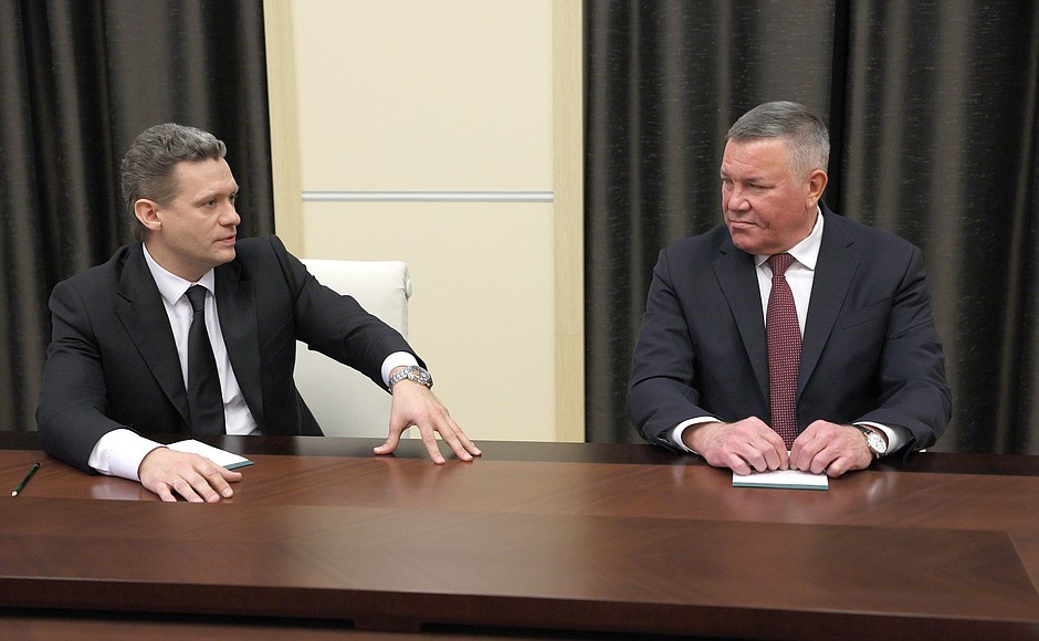 Georgy Filimonov (left) and Oleg Kuvshinnikov. By Presidential Executive Order, Georgy Filimonov was appointed Acting Governor of the Vologda Region.