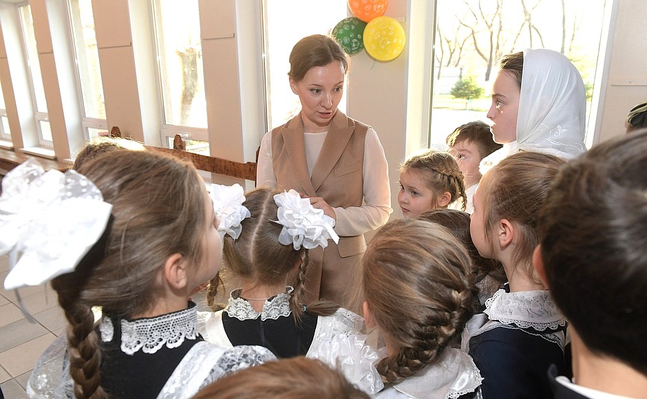With students of a Russian Orthodox gymnasium in the Primorye Territory.