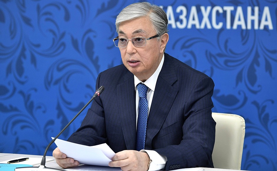 President of the Republic of Kazakhstan Kassym-Jomart Tokayev at the 16th Russia-Kazakhstan Interregional Cooperation Forum.
