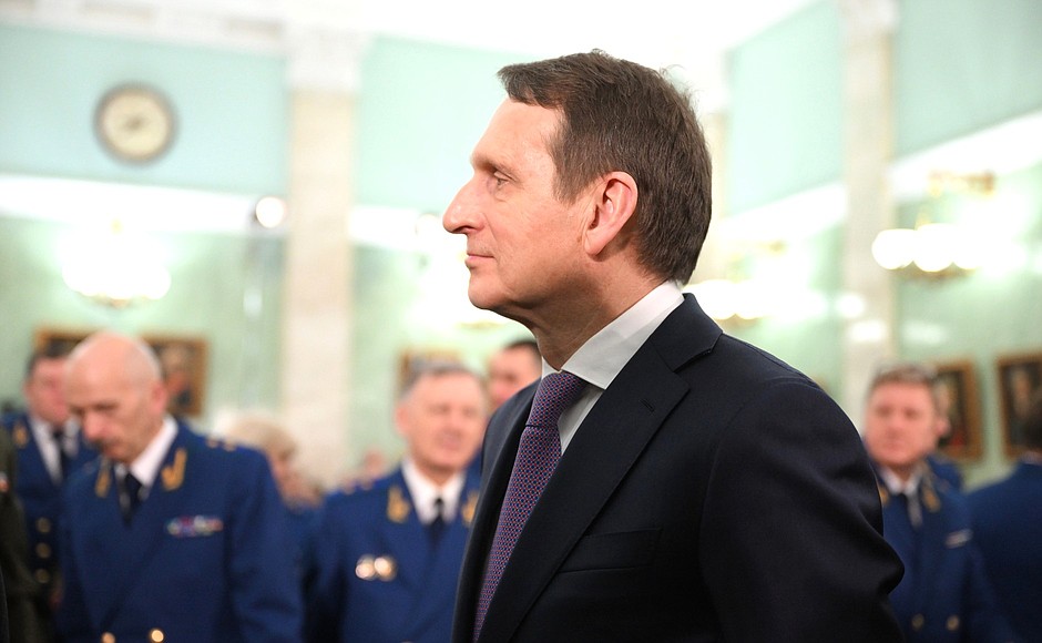 Expanded meeting of the Prosecutor General's Office Board. Director of the Foreign Intelligence Service Sergei Naryshkin.