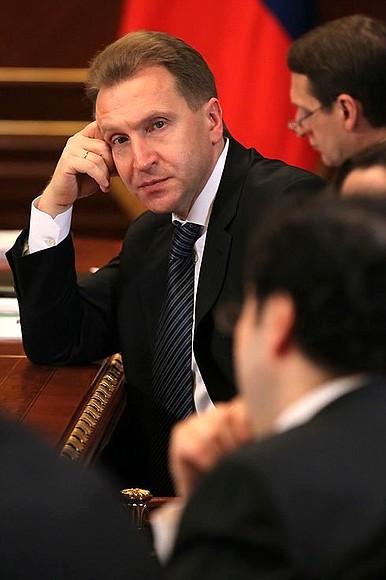 First Deputy Prime Minister Igor Shuvalov before the meeting on economic issues.