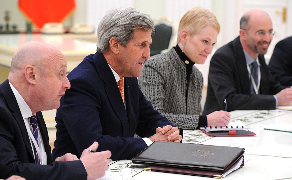 President of Russia received in the Kremlin US Secretary of State John Kerry.