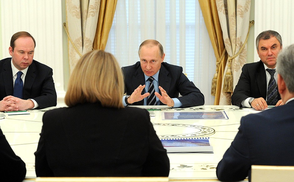 Meeting with Chairperson of the Central Election Commission Ella Pamfilova and commission members.