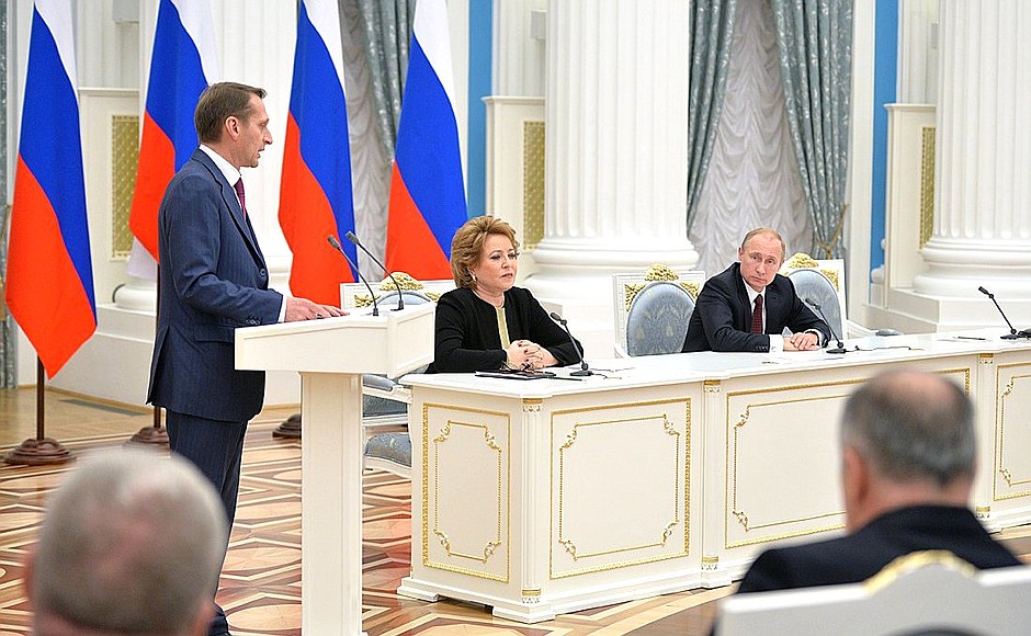 Meeting with members of chambers of the Federal Assembly of the Russian Federation.