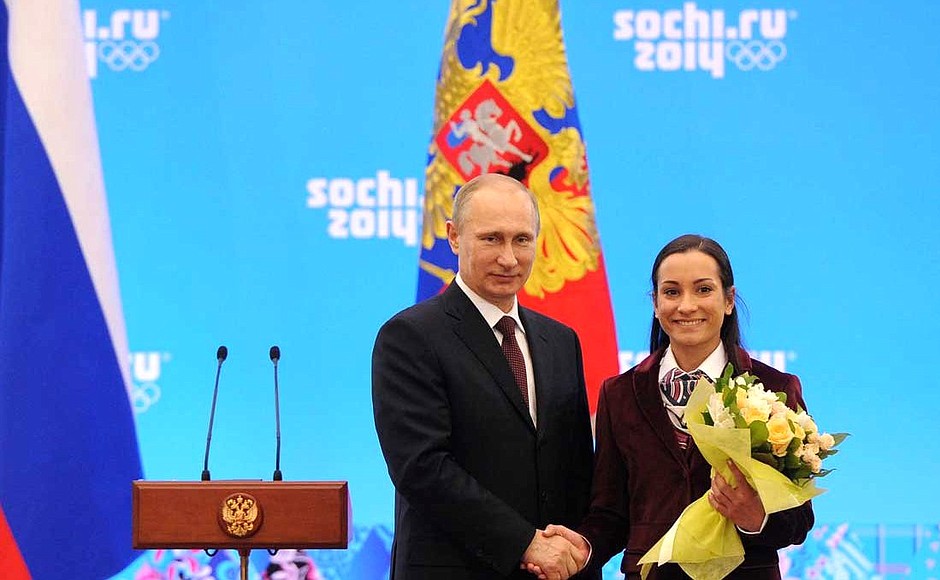 The Order of Friendship is awarded to Olympic figure skating champion and silver medallist Ksenia Stolbova.
