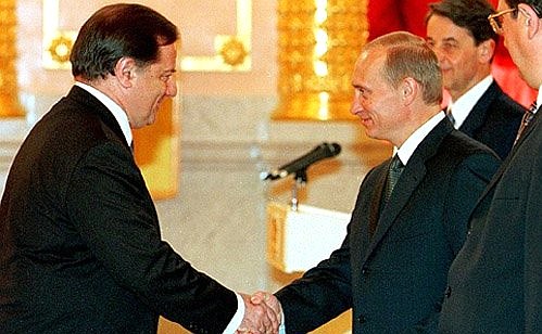 French Ambassador to Russia Claude Blanchemaison presenting his credentials.