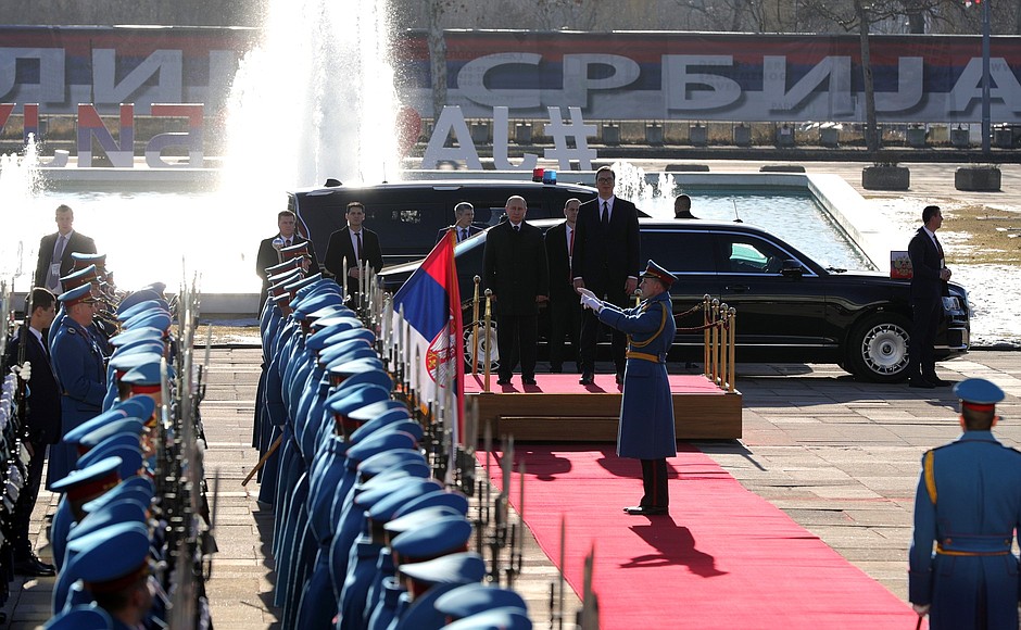 Официальная церемония встречи. С Президентом Республики Сербии Александром Вучичем.