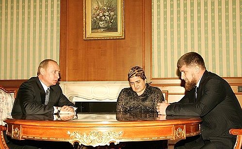 Meeting with Aimani Kadyrova and Ramzan Kadyrov, the widow and son of First President of Chechnya Akhmat Kadyrov.