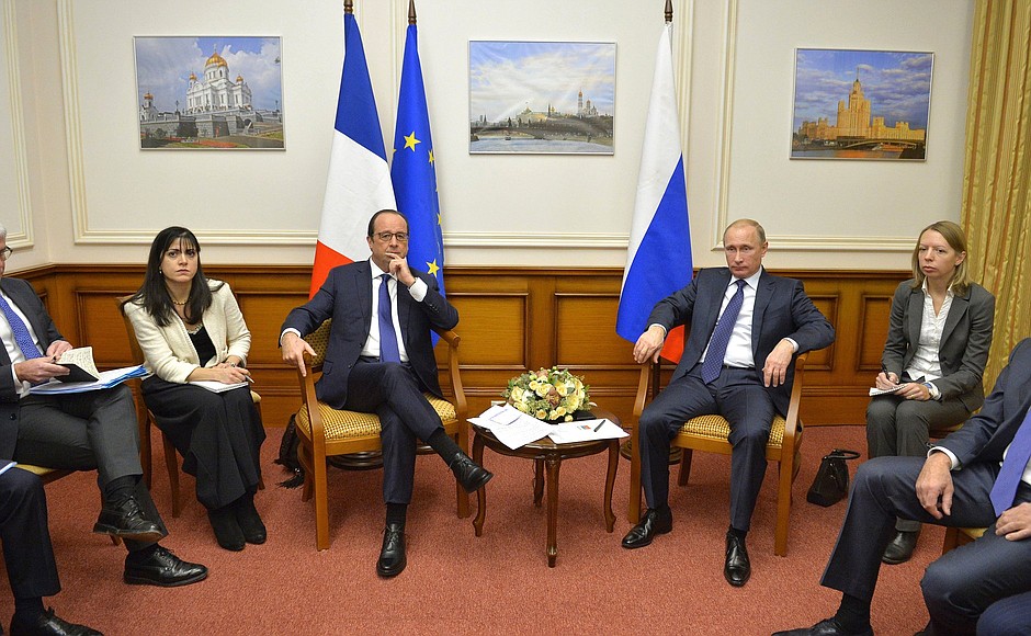 During meeting with French President François Hollande.
